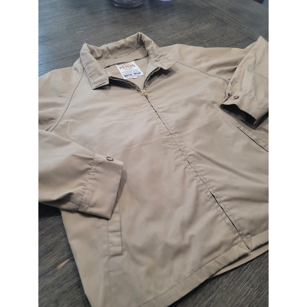 Peters All Weather Sportswear 60s Khaki Zippered Windbreaker Large